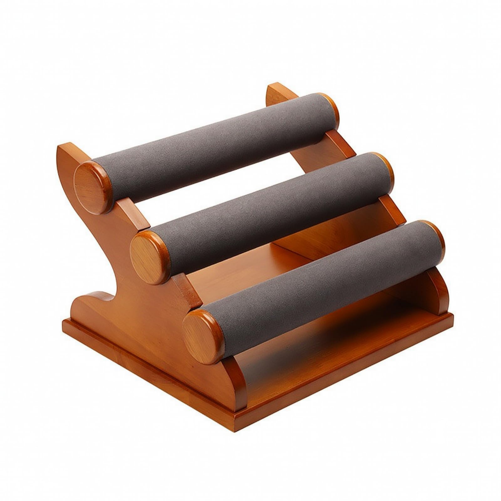 Présentoir Bijoux Porte Bracelet Organisateur Support Montre Porte Bangle avec Base Bois et Rods Rembourrés Doux Antirayures à Étagères Graduées Ajustables Adapté , 28.5 X 18 X 16.5 Cm , style to 2