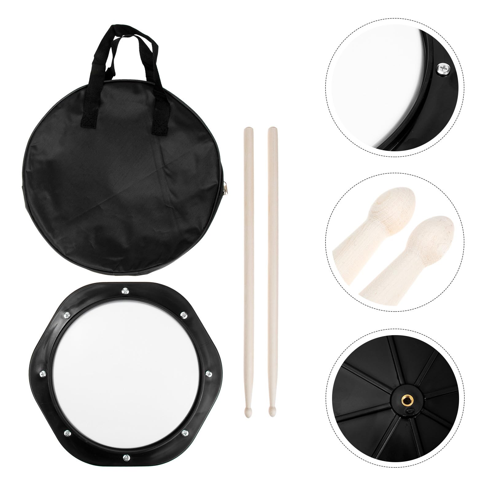 ULTECHNOVO Pad Batteria per Pratica Silenziosa Sacchetto di Stoccaggio e Bacchette Materiali Nylon Legno Tpe per Allenamento Casa e Studio per Batteristi