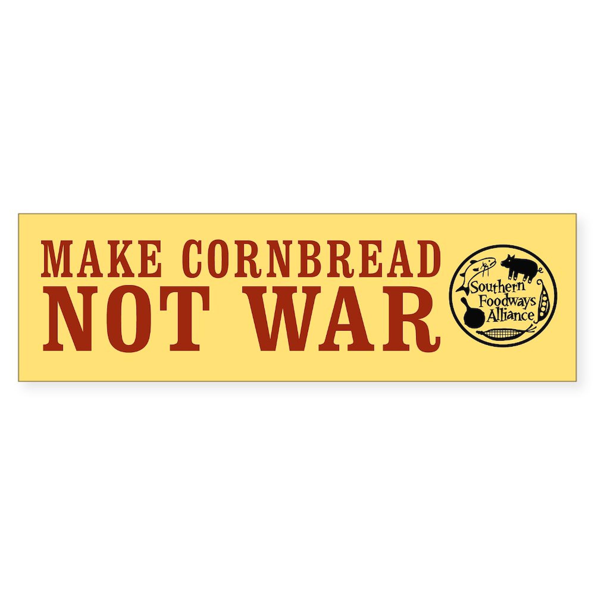 CafePress Cornbread Not War 10"x3" Rectangle Vinyl Bumper Sticker Car Decal
