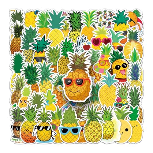 Ananas Stickers 50 Stück Skateboard Graffiti Aufkleber für Motorräder, Fahrrad, Snowboard, Gepäck, Laptop, Auto, Koffer - Wasserdichte Vinyl für Kinder und Jugendliche
