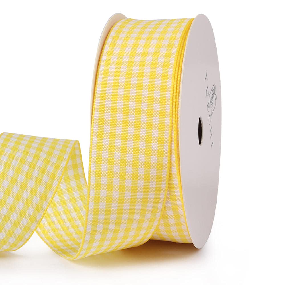 Ribbons For Gift Wrapping Ribbon For Fabric Satin Ribbons Ciasto Wstążka Prezent Prezent Pudełko Dekoracyjne Z Ręcznie Robionym Materialem Diy Plaid Ze Wstążką Wstążki Kwiaty Opakowania Wstążka-Żółty