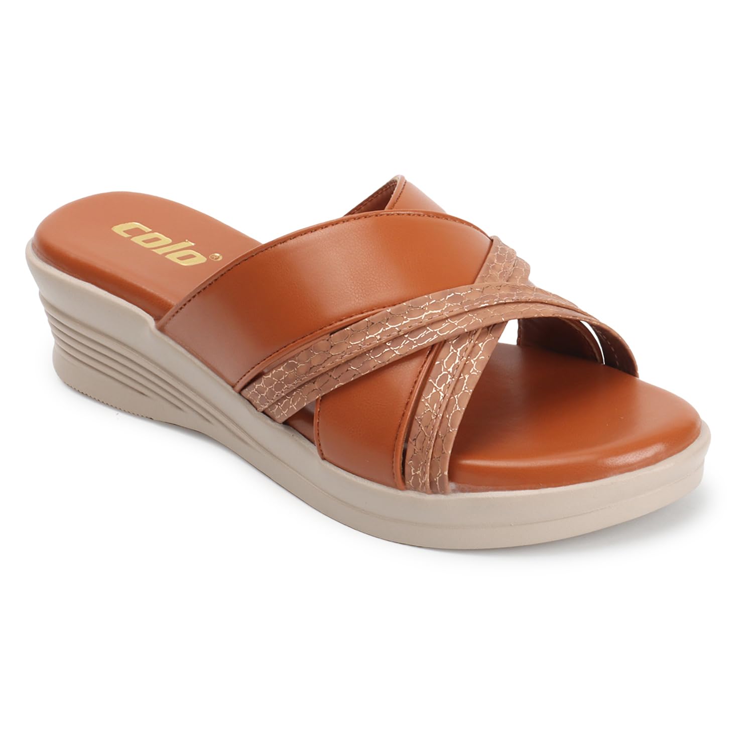 Colo Soft Bottom Sandal For Womens And Girls|Comfortable Wedge Heel Sandal for Womens VN-5 Tan Size 6 (B0CW1NZ543) Amazon Price History, Amazon Price Tracker