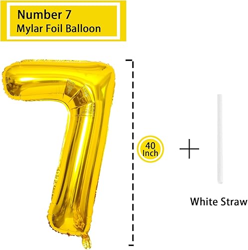 Miniatura 2 de Globo dorado con el número 7 de 40 pulgadas, globos grandes de Mylar para niños de 7 años de edad, decoración de fiesta de cumpleaños, boda,