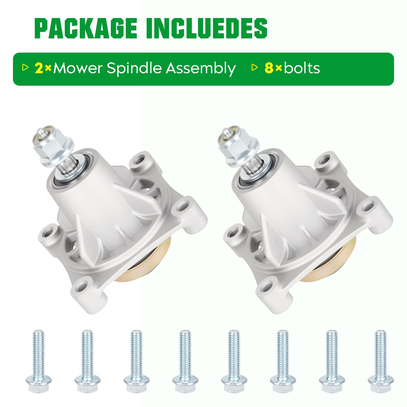 Youxmoto Conjunto de husillo de cubierta de 46 pulgadas para Husqvarna 174356 174358 532174356 532192656 539107515 587125201 (paquete de 2)
