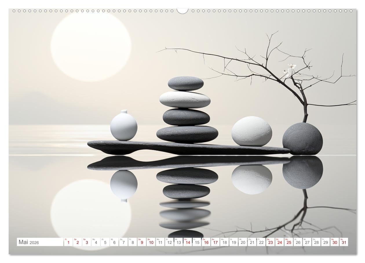 Zen (hochwertiger Premium Wandkalender 2026 DIN A2 quer), Kunstdruck in Hochglanz: Harmonische Zen-Bilder für Geist und Seele - KI generiert (CALVENDO Gesundheit)