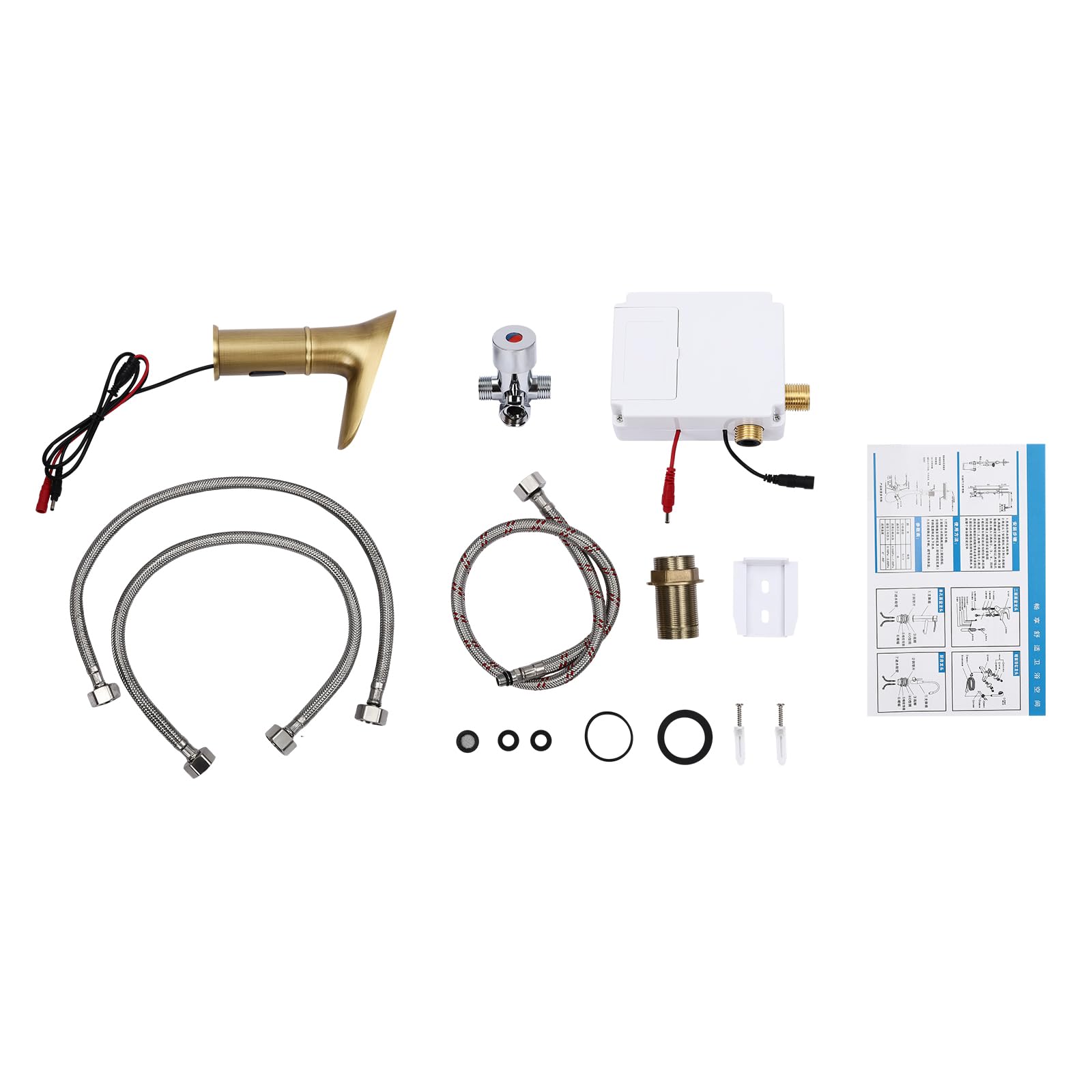 Grifo de baño automático con sensor, grifo de baño de inducción sin contacto, grifo de cascada, grifo sin contacto, para cocinas, baños (dorado)