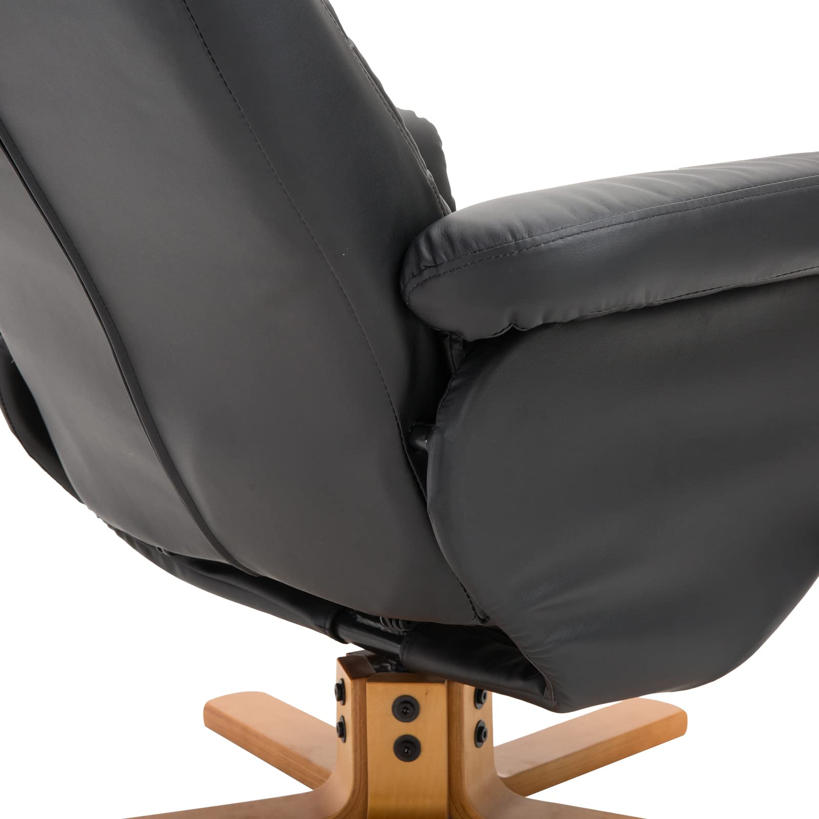 HOMCOM Poltrona Sedia Relax Reclinabile con Poggiapiedi in Pelle PU Nero