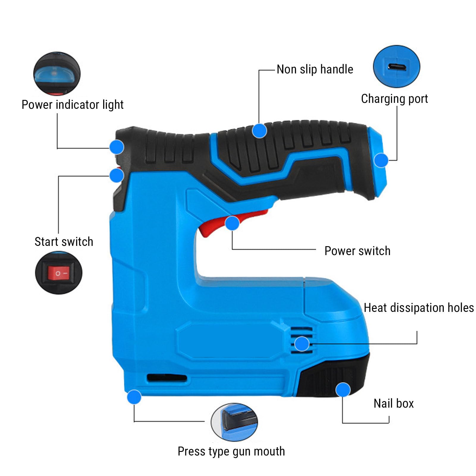Sxhlseller Agrafeuse électrique sans Fil |Pistolet à Clous alimenté par Batterie Li Ion pour le Rembourrage de Meubles de Menuiserie