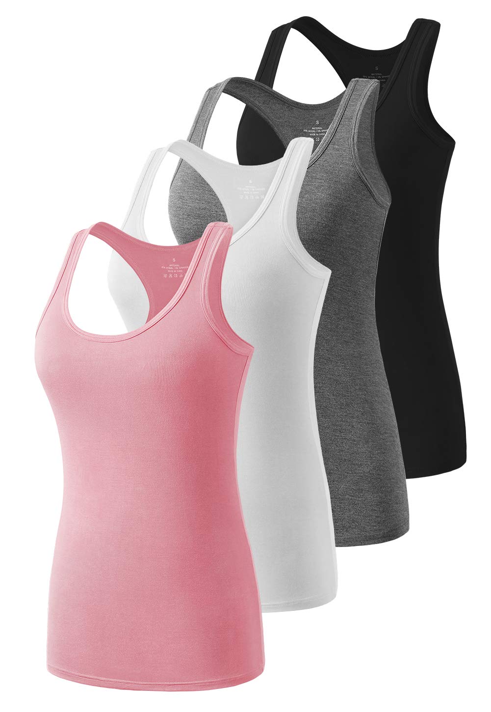 Ymmchy Workout Tank Top Damen Racerback Shirt Tanktop Unterhemd 4er-Pack