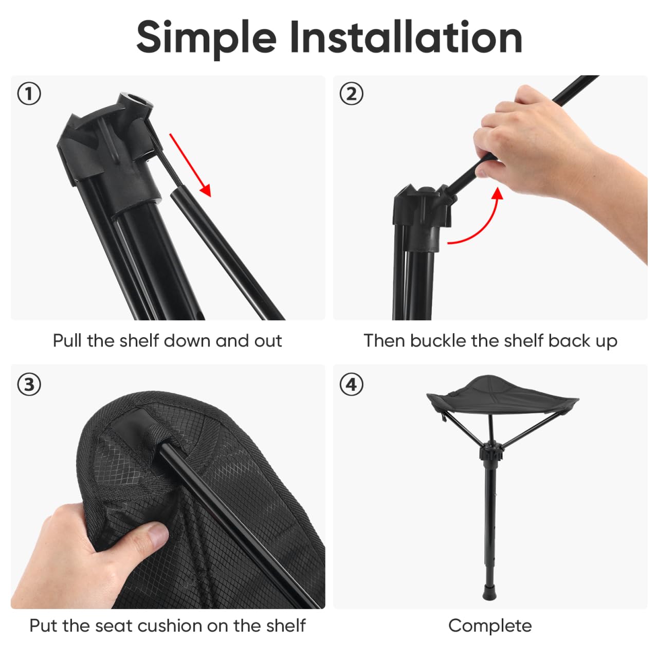 SUPVOX 1 tabouret pliable d'extérieur portable pour le camping et la randonnée, design durable et léger, hauteur pour tous les utilisateurs, gain de place et confortable