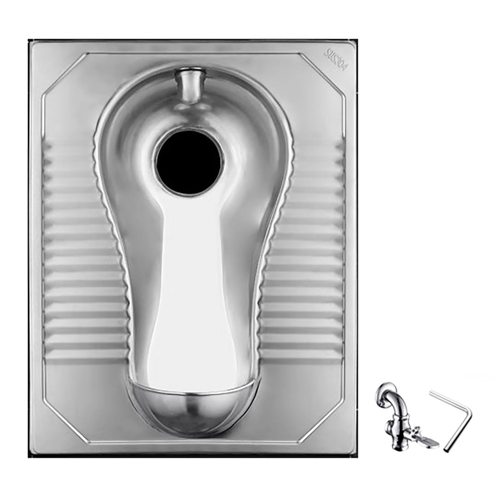 VAYEODEYU 304 Stainless Steel Squat Toilet Odor-Proof High Pressure Flush for Public Restrooms(B)