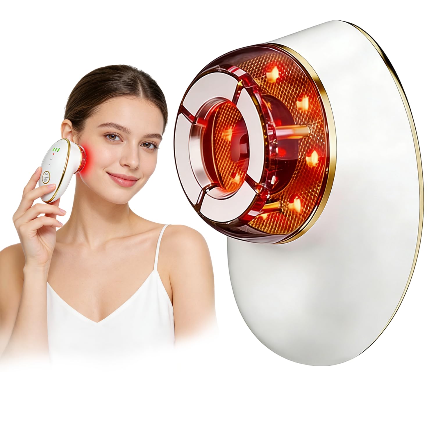 Set di coppettazione facciale per viso, dispositivo facciale a microcorrente 3 in 1, massaggiatore linfatico a 7 colori a LED per rassodare e sgonfiare, riduttore a doppio mento