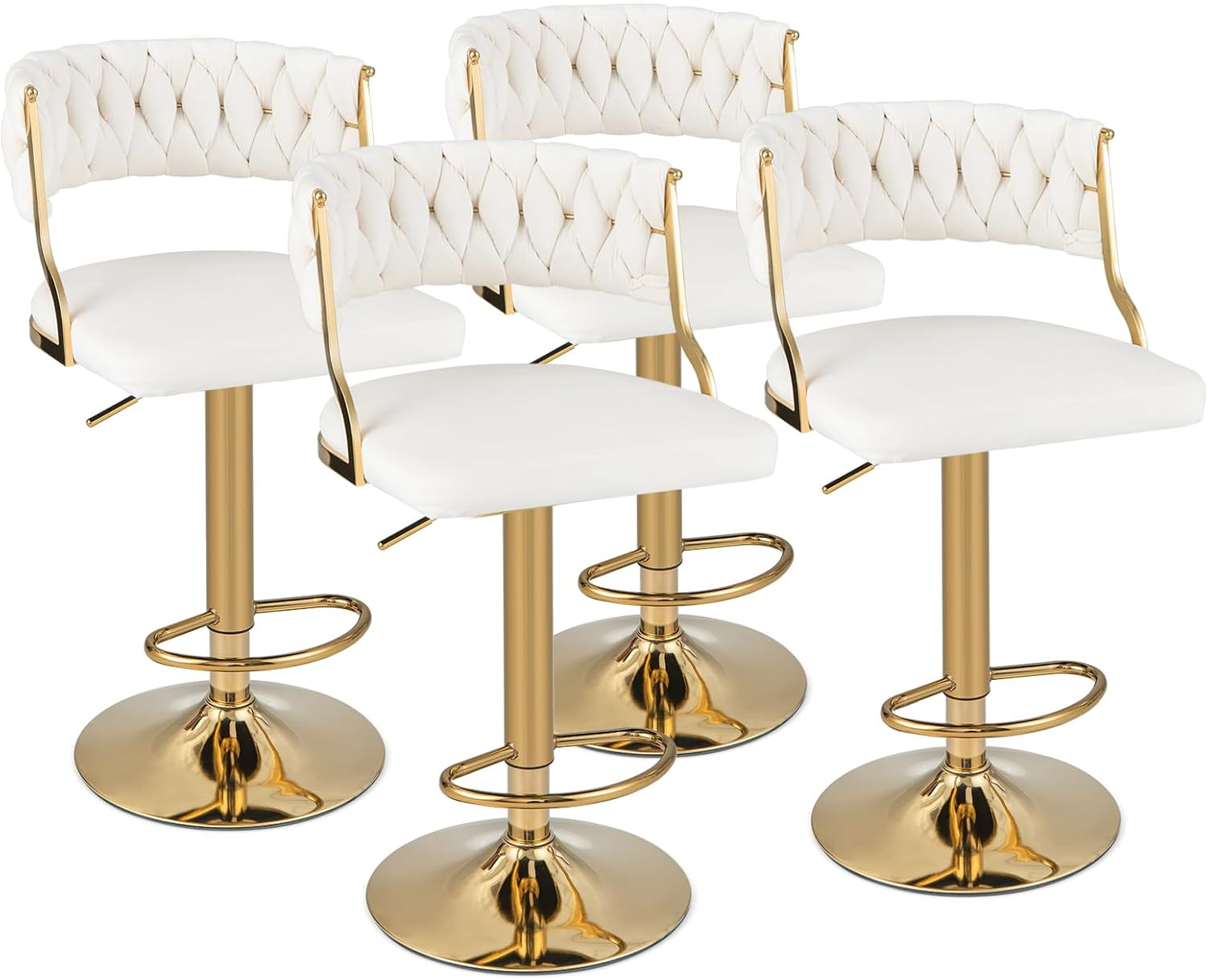 COSTWAY Bar Stools Set of 4, Max Load 400 Lbs, Modern Upholstered