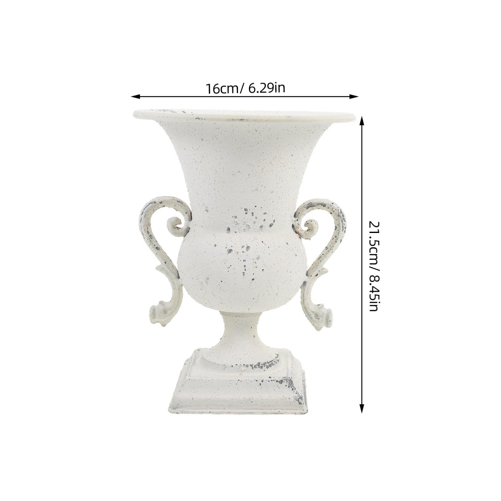 Alipis Vaso a urna in metallo, stile classico, in ferro anticato, decorativo, rustico, con stelo romano, per esterni, per giardino, patio B