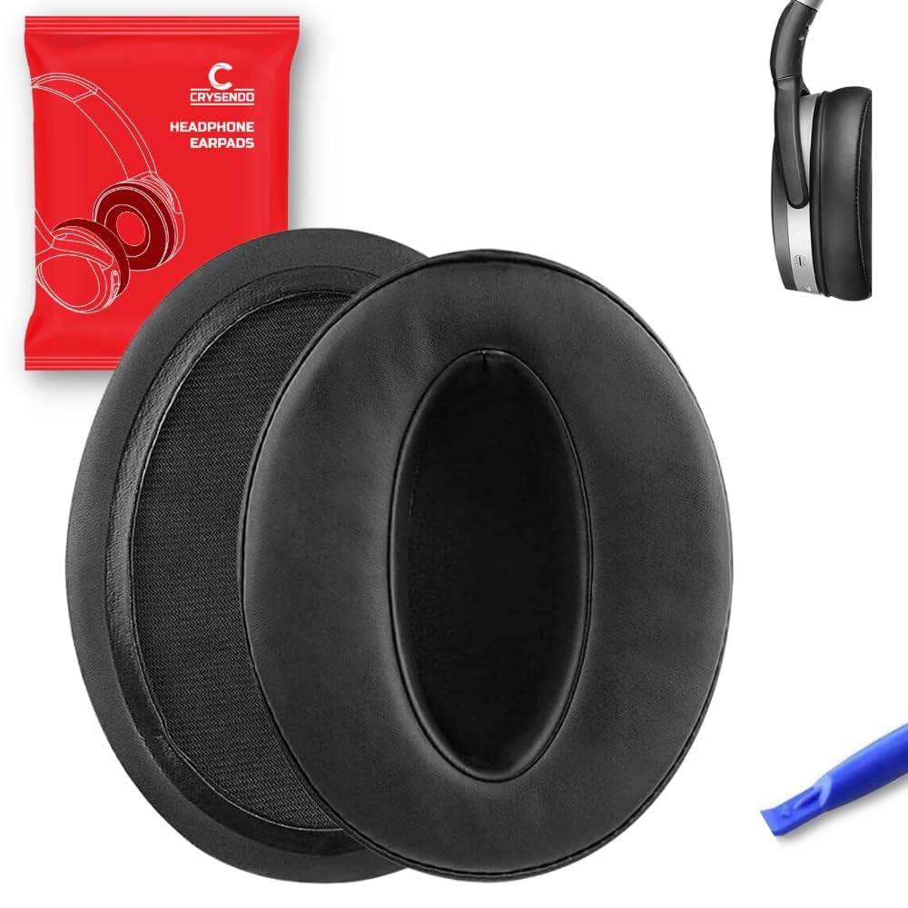Crysendo Headphone Cushion Compatible with Senheiser HD 350 BT / 4.40 BT/HD 4.50 BT/HD 4.50 BTNC / 458 BT Earpads | Protein Leather & Memory Foam Replacement Earpads (Black)