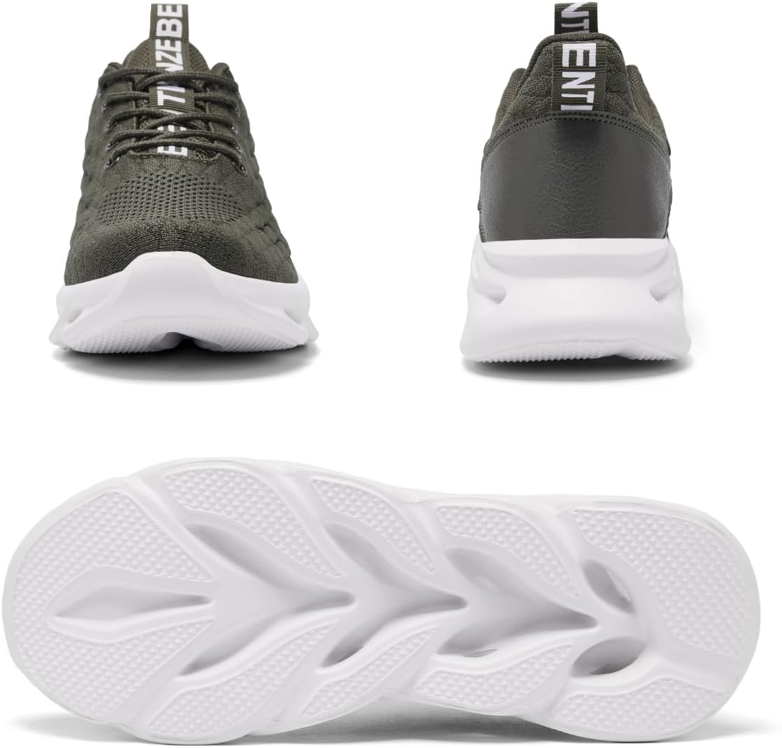 Men's Blade Sole Athletic Shoes - Breathable Knit Upper Lightweight Casual Sneakers, Shock Absorbing Non-Slip Running Shoes for Gym Walking Daily Wear - Image 2