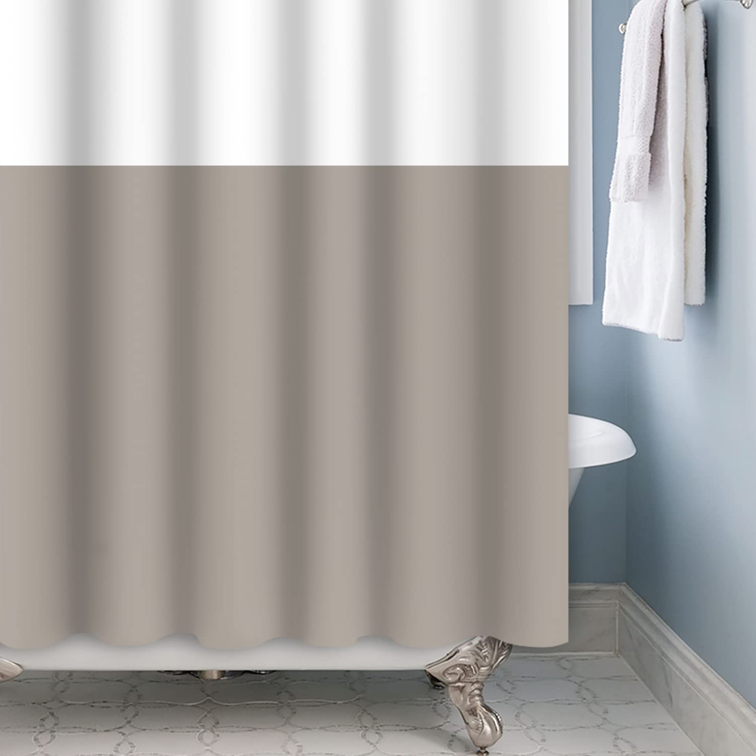 Tenda Da Doccia Geometrica Astratta Marrone Beige - Tessuto Impermeabile 183x198 Cm, Con Ganci, Stile Minimalista Moderno