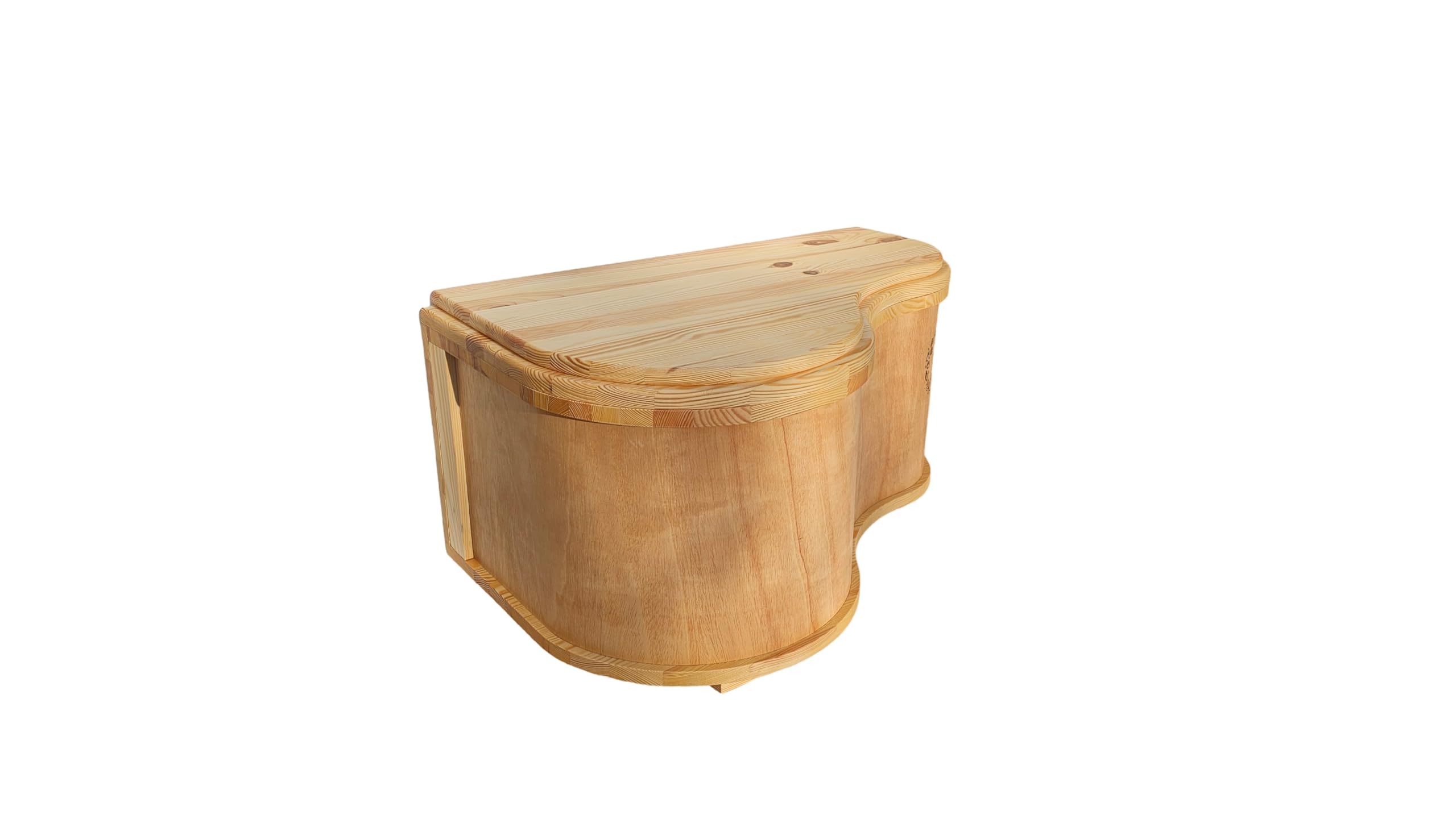 Toilette Sèche en Bois Naturel, Design Compact, avec Couvercle et Bac en Métal