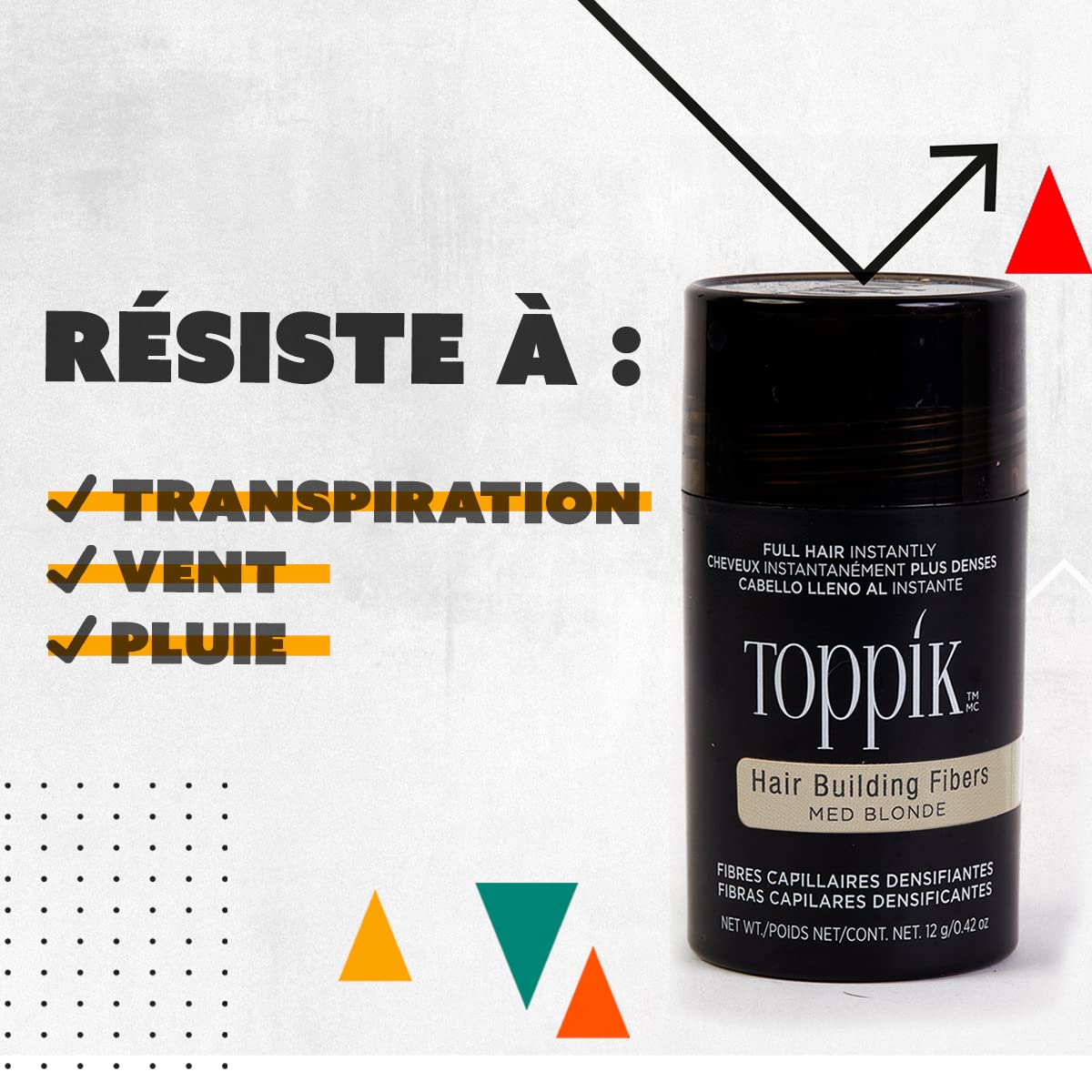 TOPPIK Fibres Capillaires Densifiantes à base de Kératine, Blond - 55g - Cheveux à l'Aspect Naturellement plus Epais – Pour densifier Racines, Ligne Frontale, Barbe, Calvitie