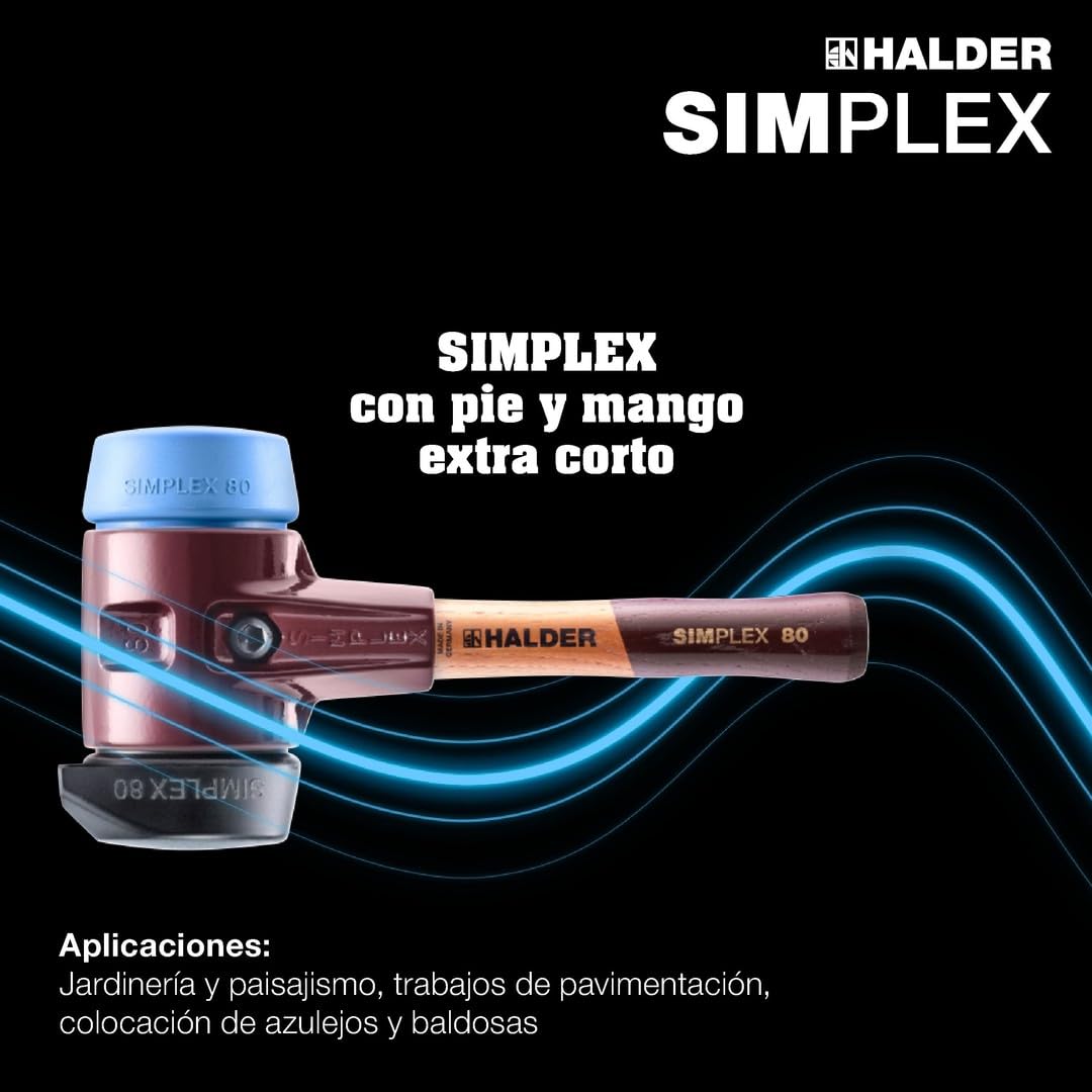 SIMPLEX 3012.262 - Martillo lento (composición de goma, con base de TPE-soft; con carcasa de hierro maleable y mango de madera extra corto de alta calidad, diámetro = 60 mm/mango = extra corto)