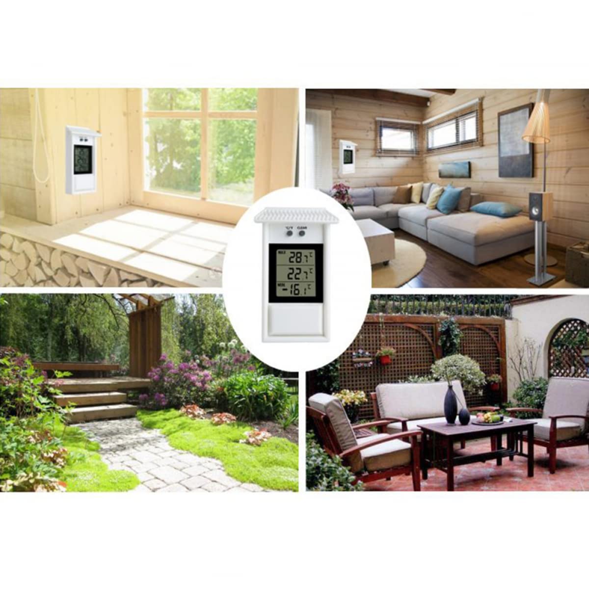 Termometro Digitale Da Parete Per Interni Ed Esterni, Con Display Di - Foto 8