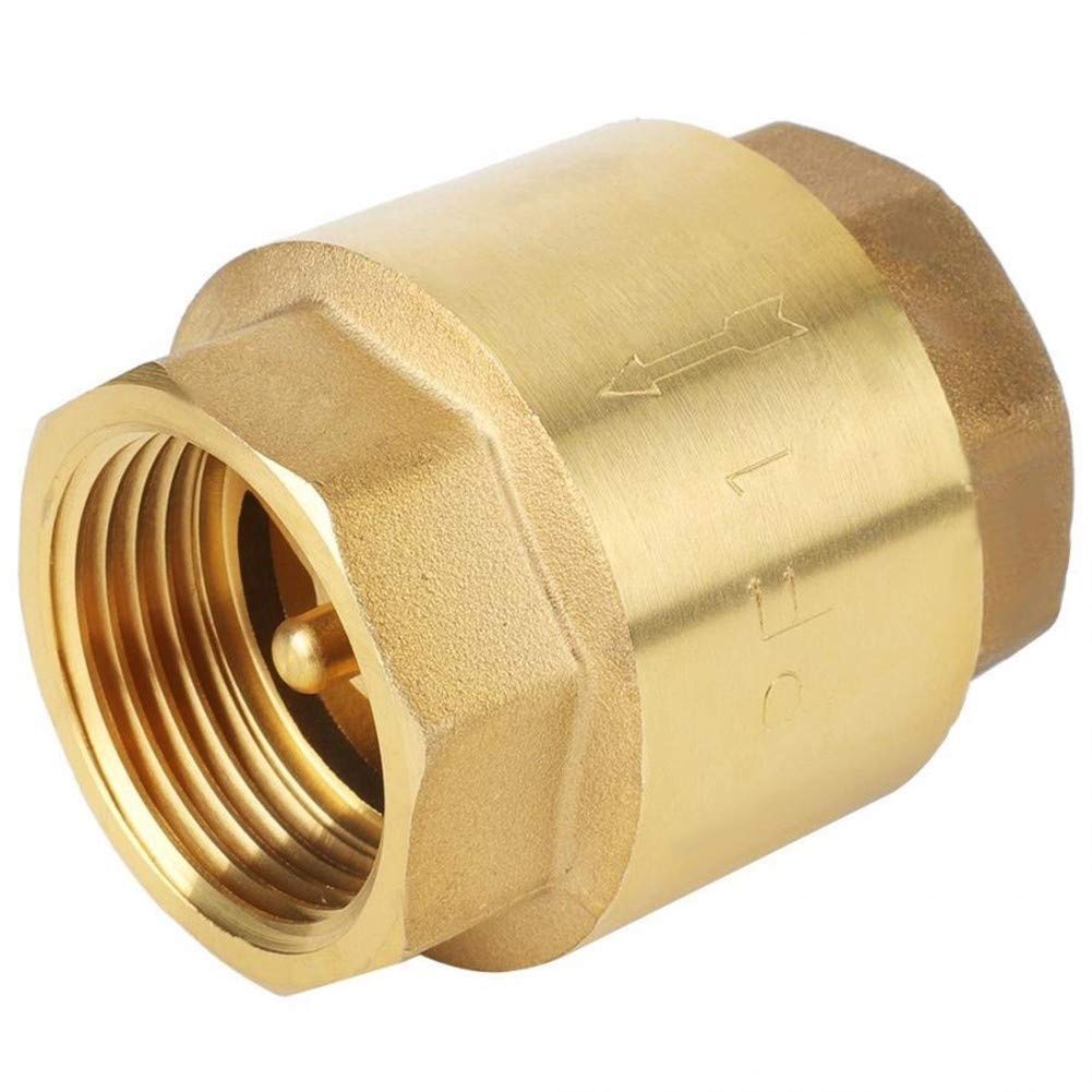 Check Valves High Accuracy Brass Threaded Valve One Way Non-Return for Water Gas Oil(1Inch)