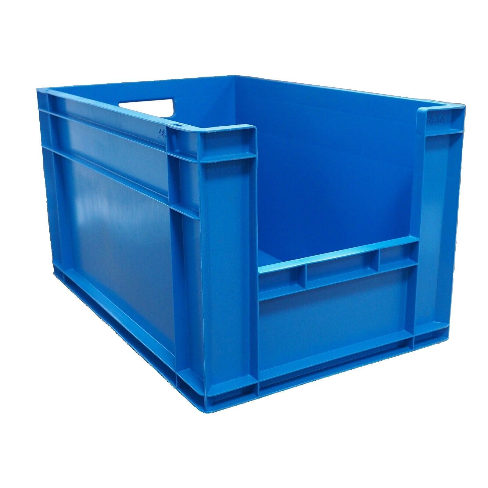 5x 63L Plastic Storage Boxes, Stackable Heavy Duty Crate, Container Crates for Warehouse, Garage