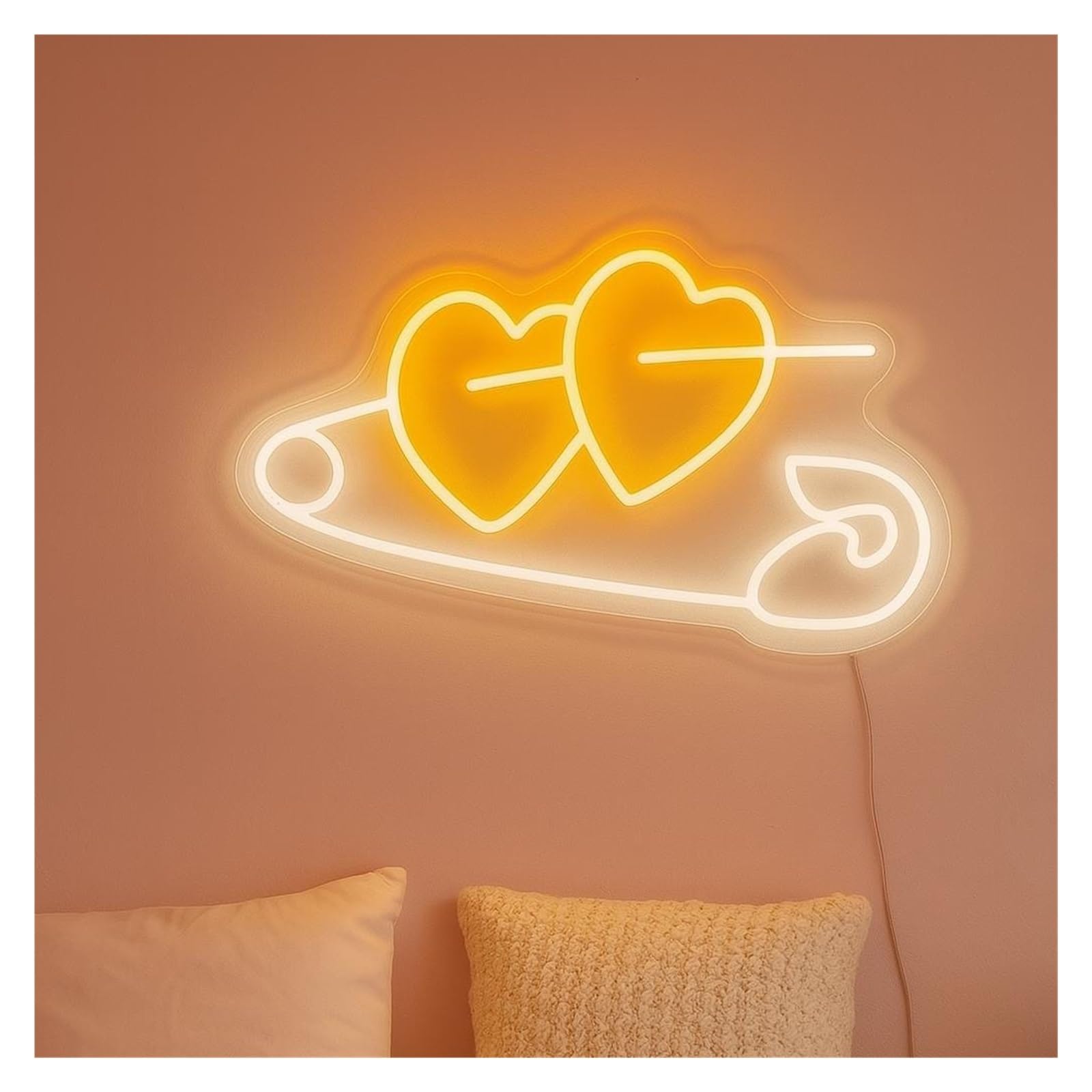 SHOUXI Sign Lamp Hearts Neon Sign, Suitable for Office Room Or Studio Wall Decor with Dimmable 38cm