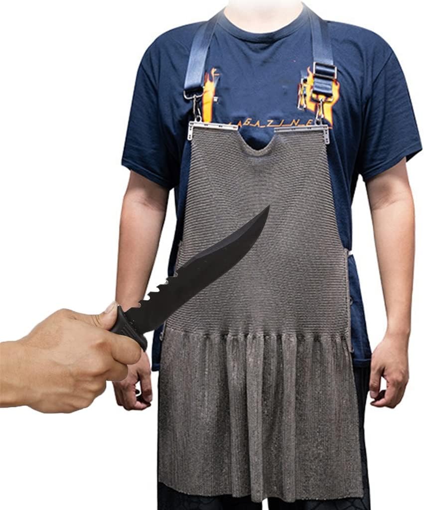 Stainless Steel Chain Mail Cut Resistant Apron, Butcher Chef Carpenter Tailor stab-Proof Safe Work Metal Apron, 4 Sizes (Color : Silver, Size : 60x80cm/23.6x31.5in)