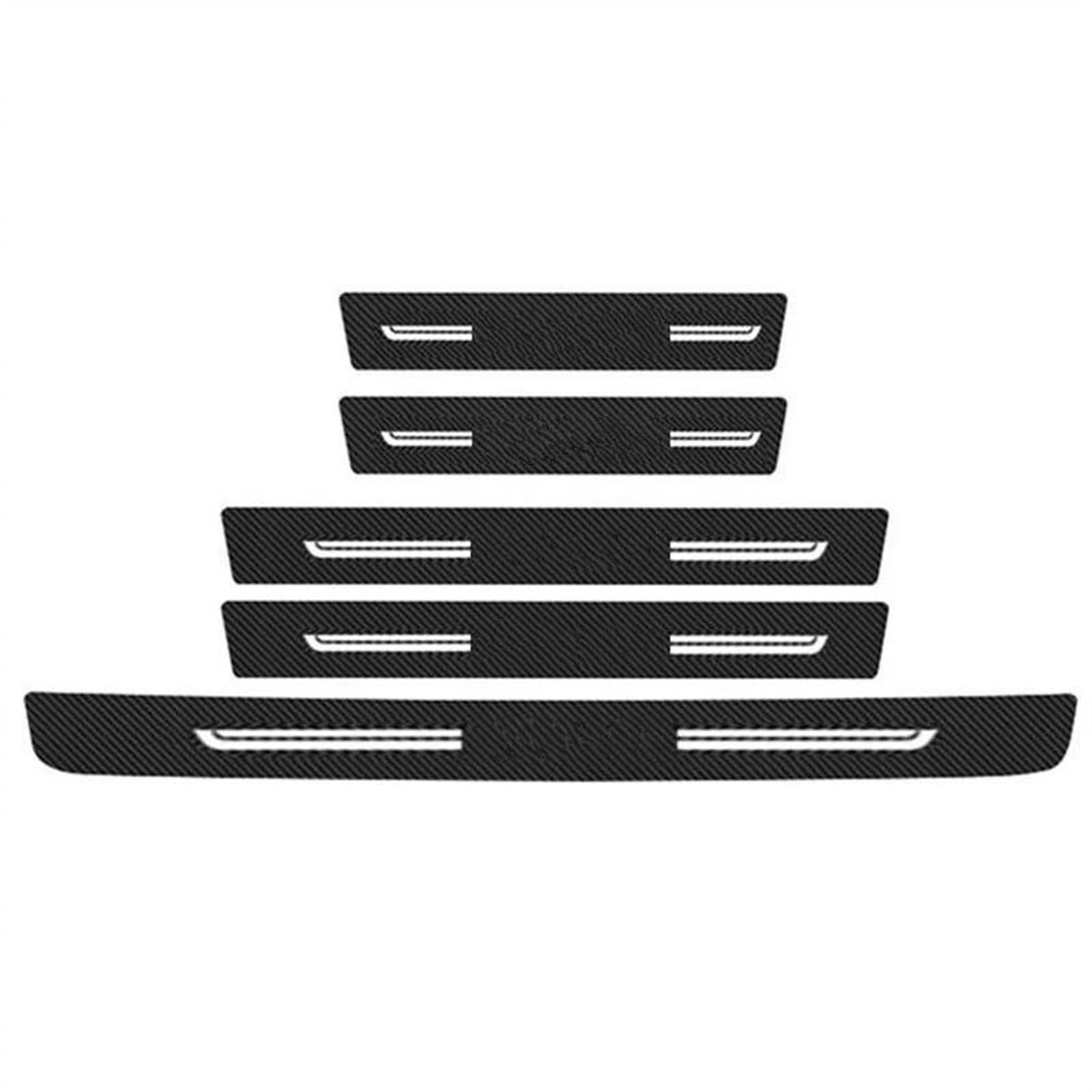 for VW for Caddy Carbon Fiber Car Interior Door Anti Kick Threshold Stickers Sill Trunk Protection Decals Bumper Protector Strip(5pcs)