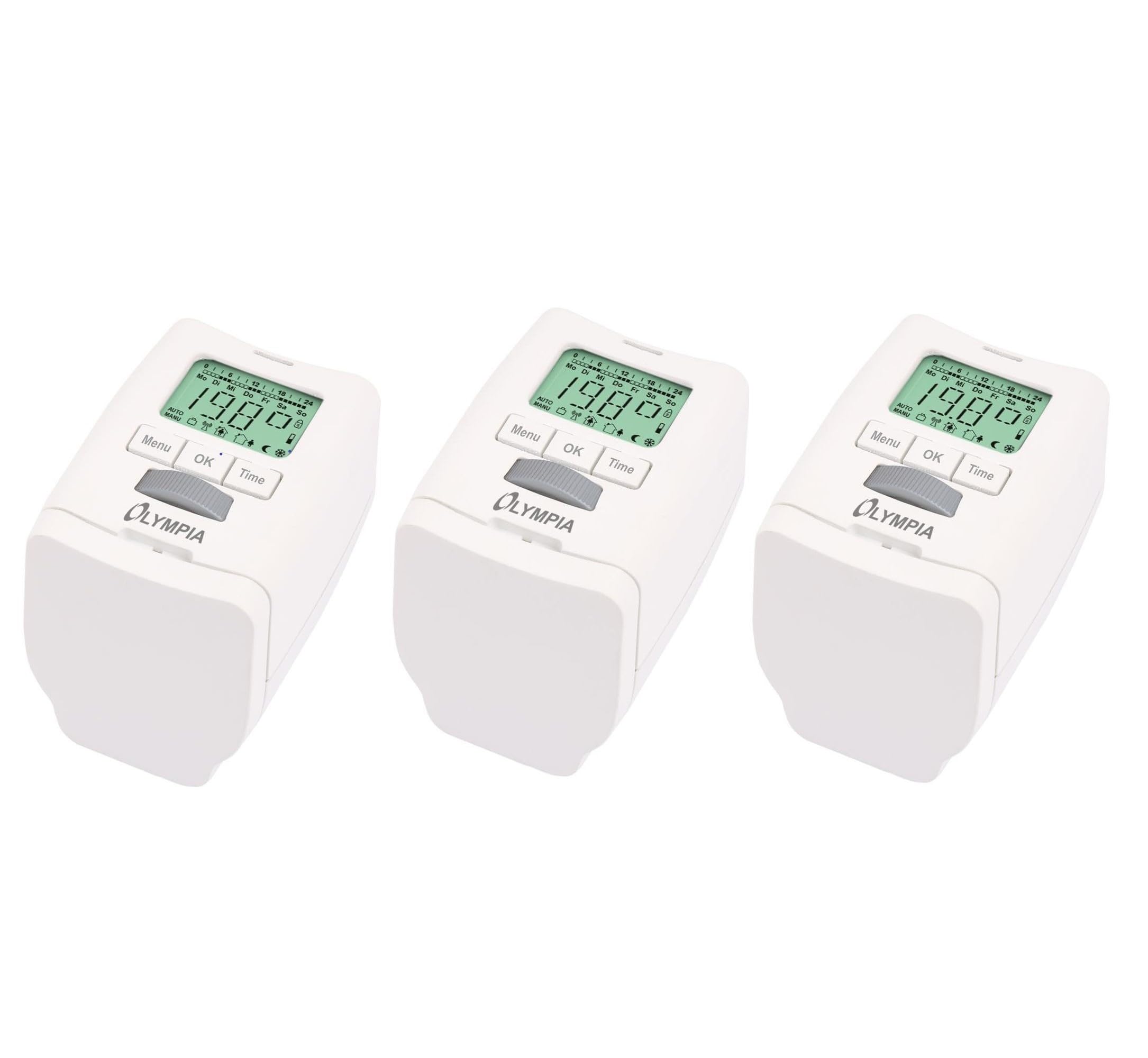 Olympia HT 430-22 - Termostato electrónico para radiador, regulador de ahorro de energía, programable, digital, blanco, temporizador, ahorro de energía, termostato con protección de válvula (3
