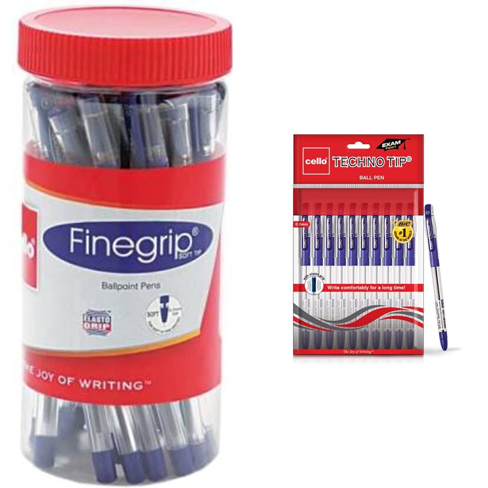 Cello Finegrip Ball Pen (25 Pens Jar - Blue) | Comfortable & Smooth Writing Ball Pens Technotip Ball Pen Set (Pack Of 10 Pens - Blue) | Lightweight Ball Pens For Pressure Free & Fi (B08KT3FJWL) Amazon Price History, Amazon Price Tracker