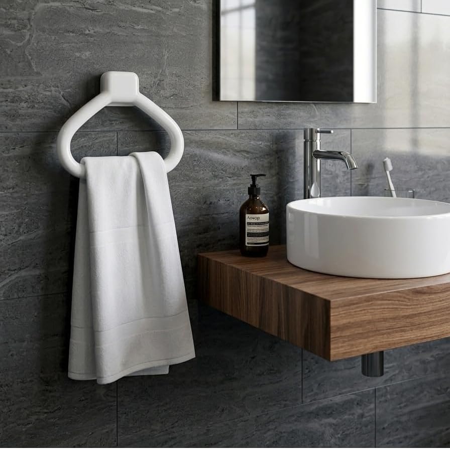 Image of BRANCO New Rich Look Bathroom Cabinet with Mirror | Storage Organiser | Strong Plastic Bathroom Shelves Wall Mounted | Bathroom Accessories| Mirror Cabinet | with Towel Ring | White