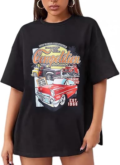 Shirt Vintage Car Graphic Tee Casual 