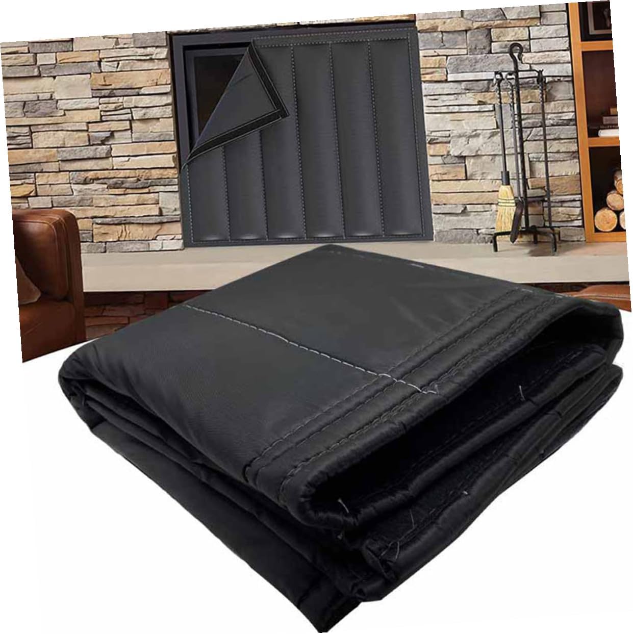 ERINGOGO Professional Fireplace Draft Cover Blanket 39x32, Windproof Indoor Fireplace Barrier, Heat Insulation Fire Screen Stopper for Home Stove and Hearth
