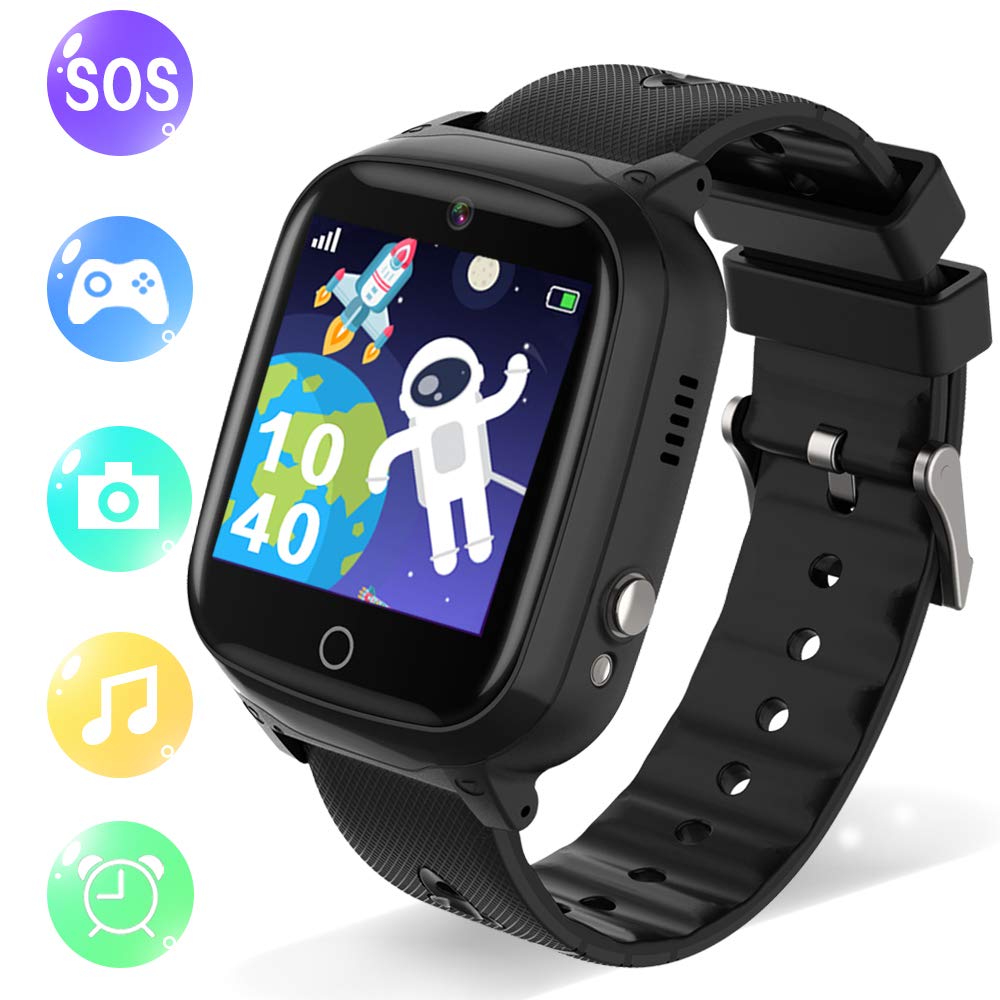 Smart Watch for Kids - Kids Smartwatch Boys Girls with Two Way Calls,SOS,7 Games,Camera,Alarm Clock,Music Player,Calculator,HD Touchscreen Kids Watches for Boys Girls Children 4-12 (Black)