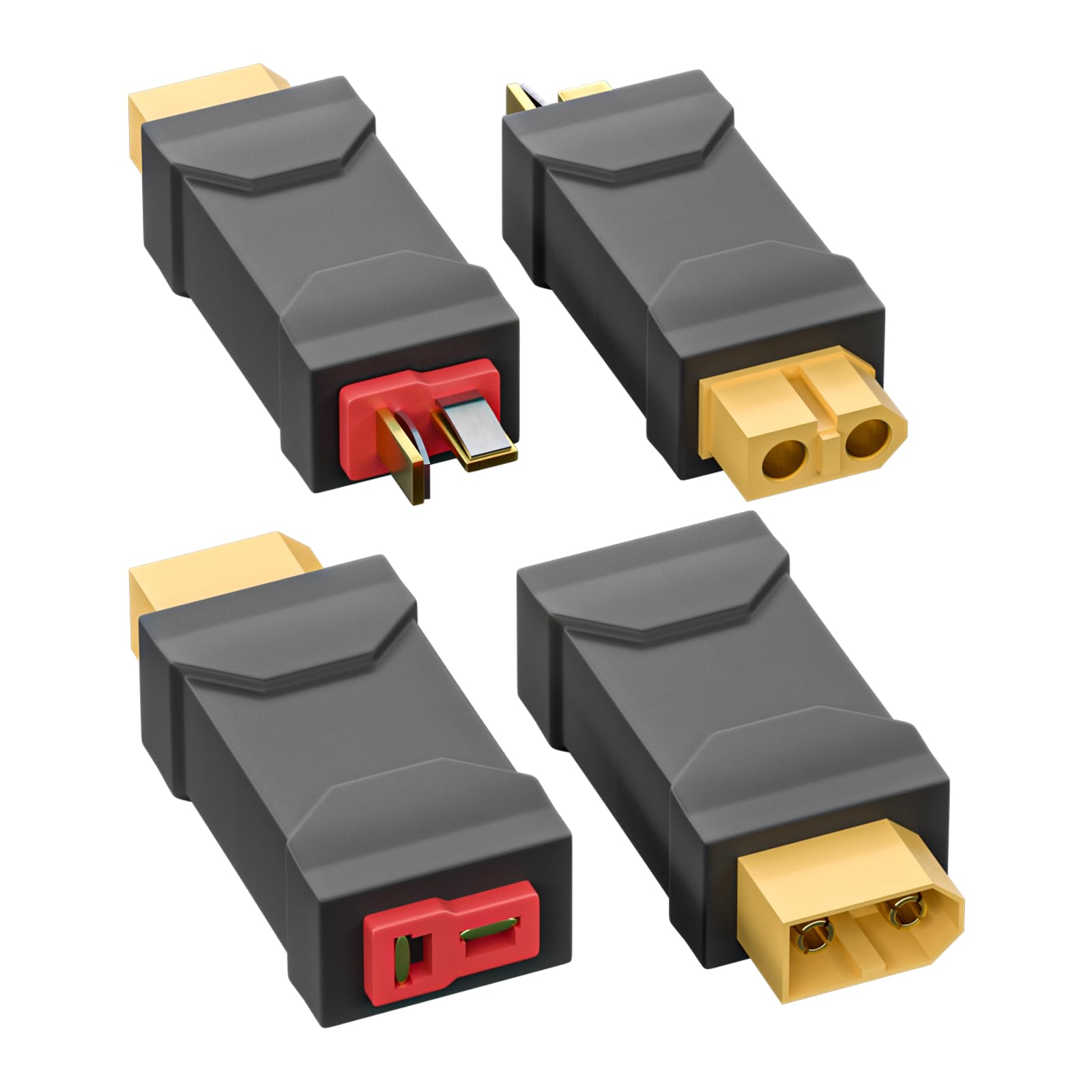 Cleqee 2 Pairs XT60 Male Female to T Plug Male Female Connectors Adapters Wireless Converters for RC Car Plane Lipo Battery ESC