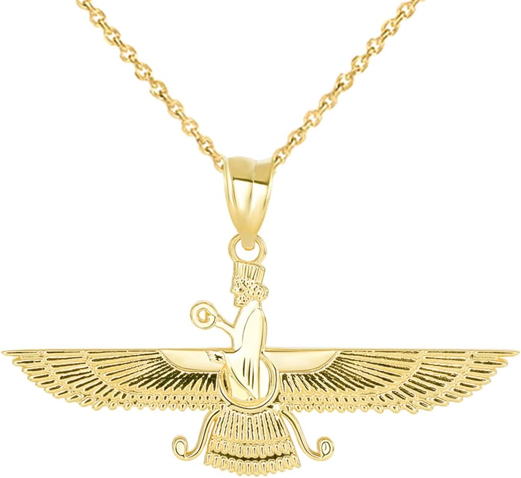 Exquisite 14k Gold Farvahar Faravahar Farohar Iranian Farsi Persian Pendant Necklace