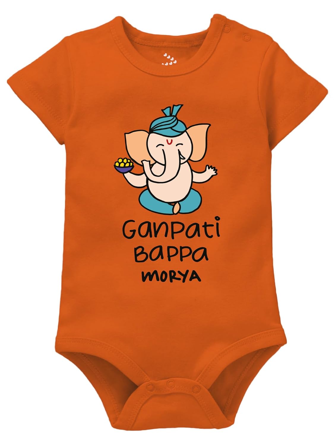 Zeezeezoo Ganpati Bappa Morya Romper for New Born Baby | Ganesh Chaturthi Dress Clothes for Infant (Sizes- 0-3, 3-6, 6-12) Zeezeezoo Ganpati Bappa Morya Romper for New Born Baby | Ganesh Chaturthi Dress Clothes for Infant (Sizes- 0-3, 3-6, 6-12)