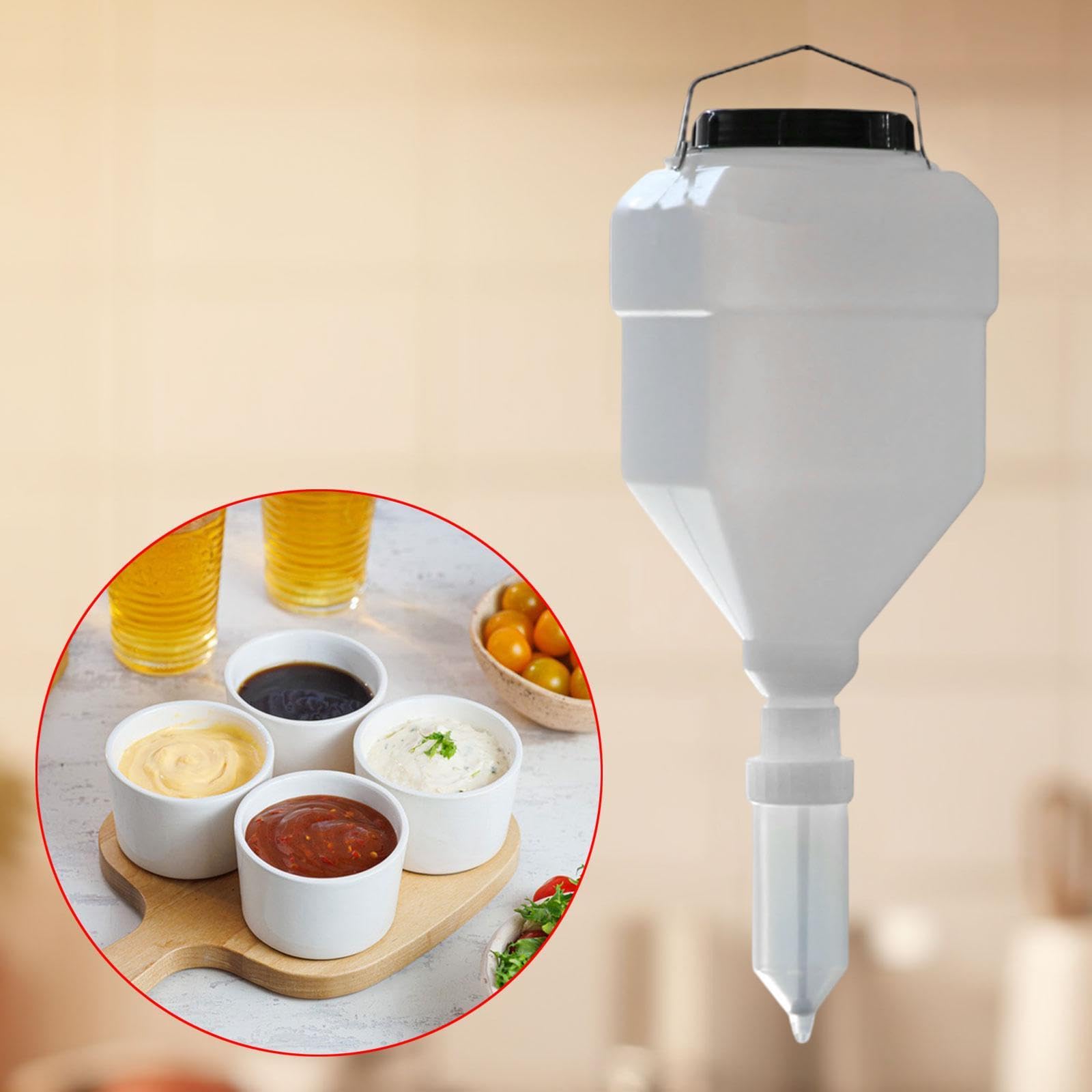 Colcolo Saucenspender, 5 l, hängend, auslaufsicher, Saucen-Quetschflasche, Gewürzspenderflasche für Camping, Sirup, Senf, Gewürze, Weiß