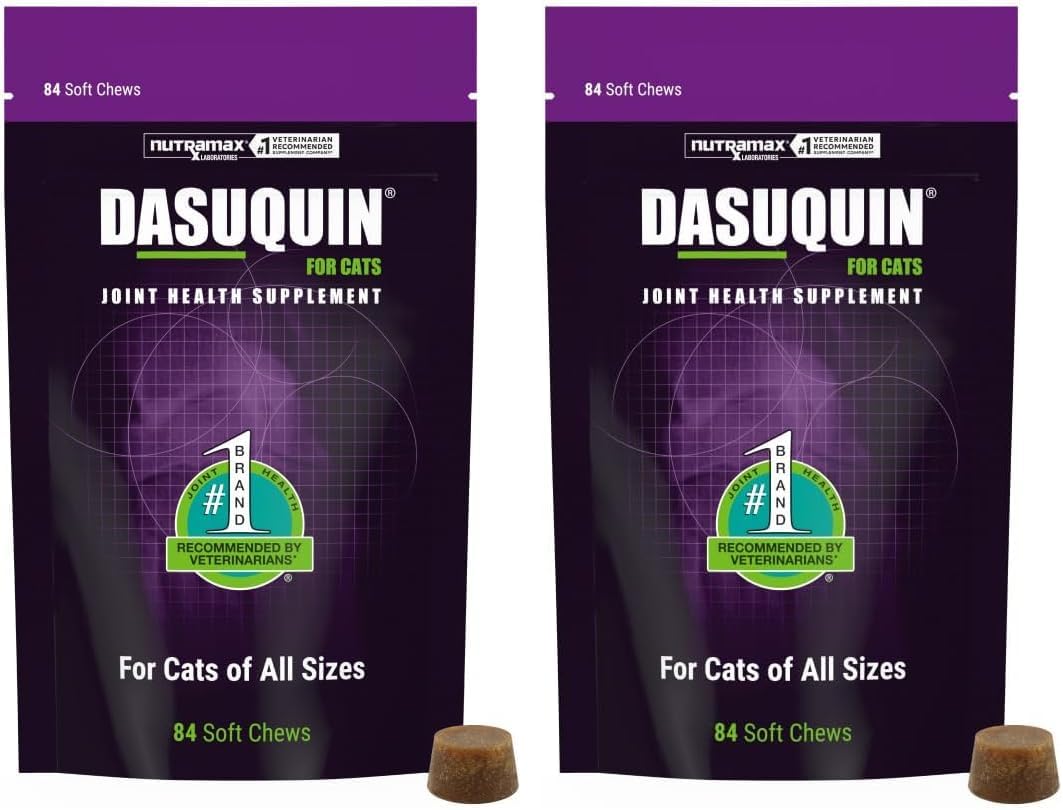 Nutramax Dasuquin Joint Health Supplement for Cats - with Glucosamine, Chondroitin, ASU, Boswellia Serrata Extract, Green Tea Extract, and Omega-3, 84 Soft Chews,(Pack of 2)