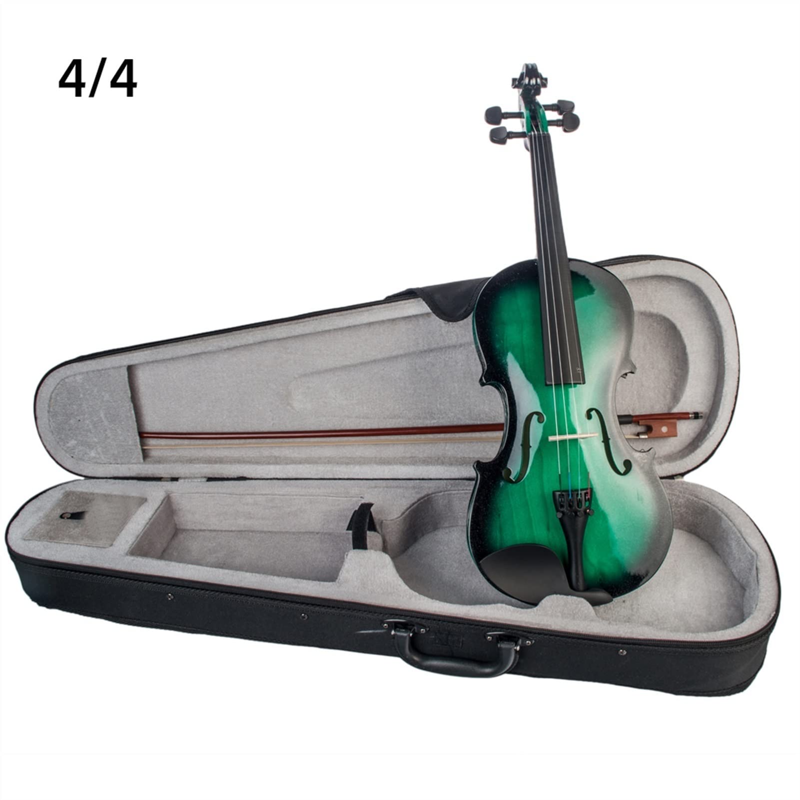 FLFL Violin Acoustic Violin ,3/4,1/4,1/2,1/8 Violin W/Case Bow for Students Beginners Green & Black (Color : 4/4)