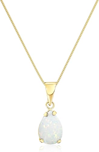 Miniatura 8 de 14K Gold White Opal Pendant - Dainty Pear-Shape Teardrop Pendant, 7x10mm 14K Solid Yellow Gold Pendant, October Birthstone Opal Gemstone - Handmade