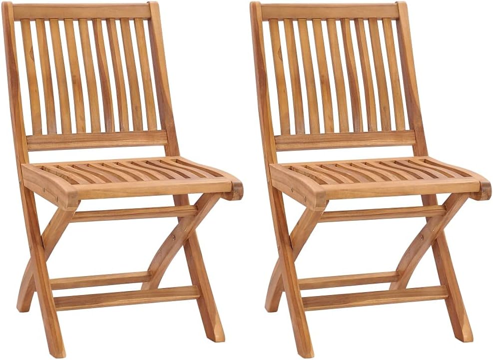 (Fast Shipments) Outdoor Folding Lawn Chairs for Beach, Backyard, Deck, Patio Dining Chairs, Folding Camping Chairs Folding Garden Chairs 2 pcs Solid Teak Wood
