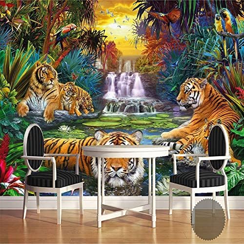 Papier peint 3D tigre et cascades XLMING 200x140cm pour décoration murale de salon