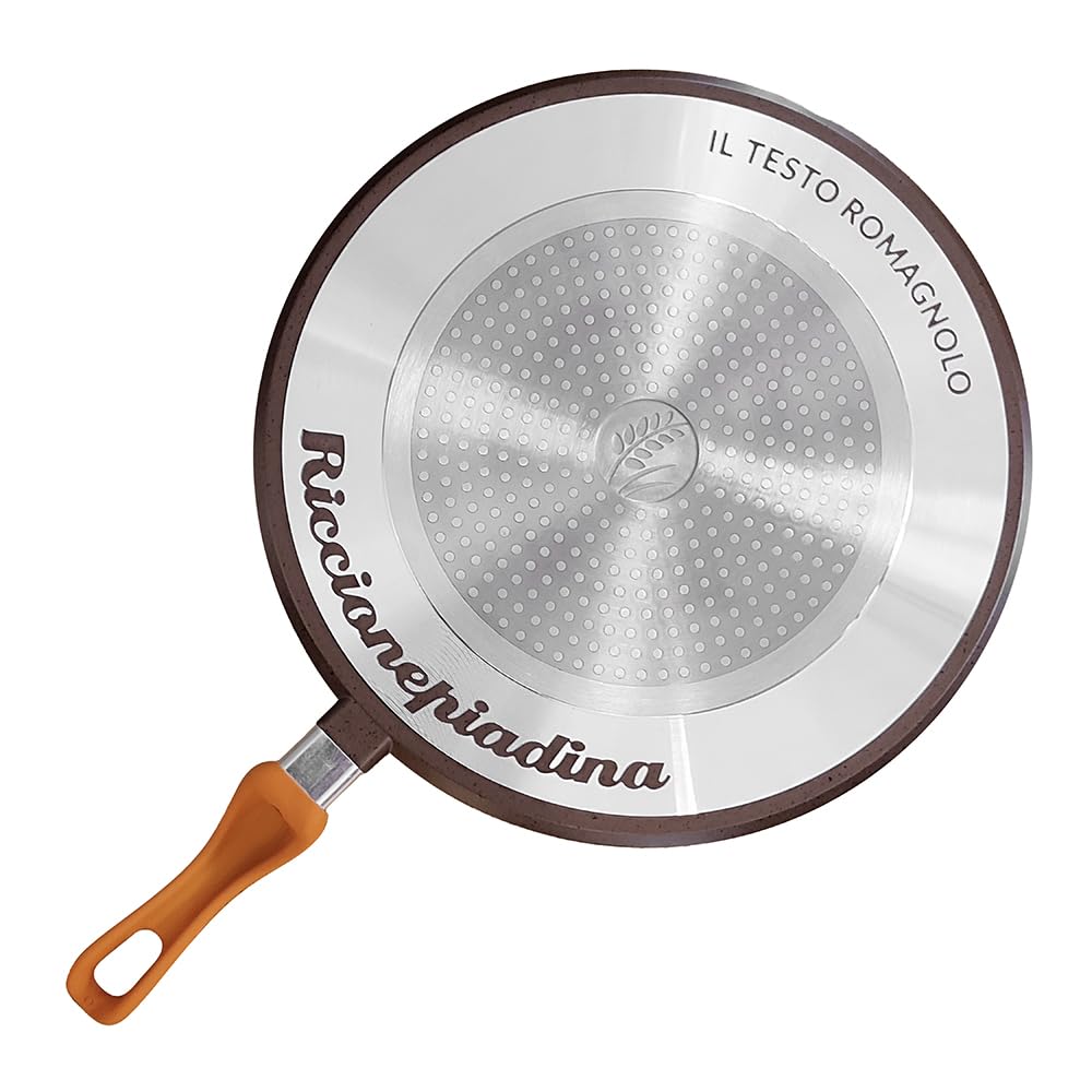 Testo Romagnolo 32cm – Padella per piadina universale gas e induzione, antiaderente in alluminio teflonato, manico bachelite, per carne e verdure