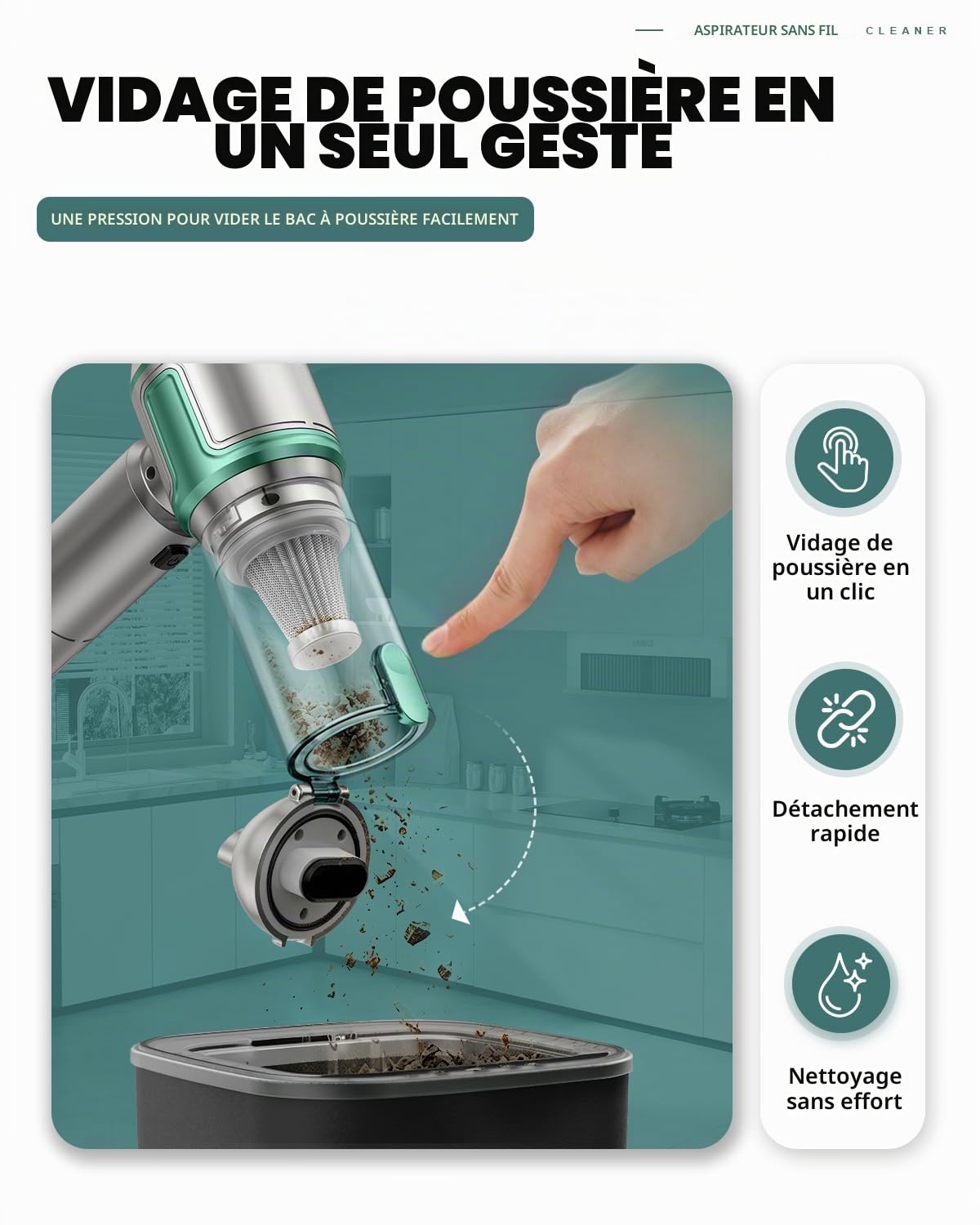 Aspirateur à Main, 27000Pa Aspirateur Voiture Puissant sans Fil