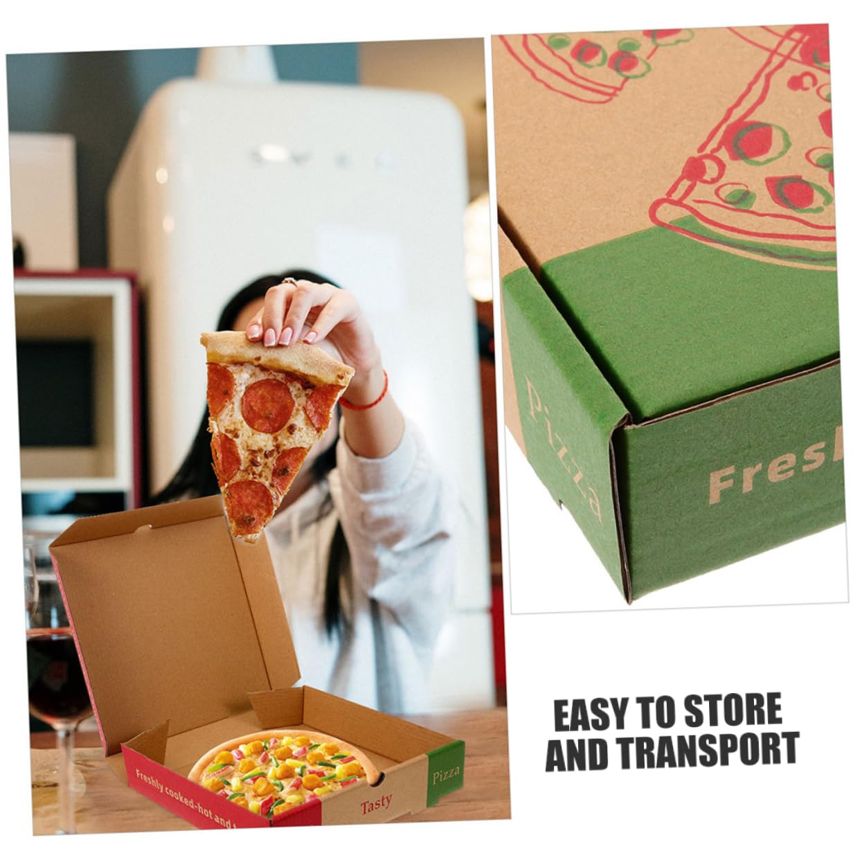 Yardenfun Lot de 20 Boîtes à Pizza en Papier de 18,5 Cm Réutilisables Pratiques pour Emballage et Stockage Lors Vente à Emporter