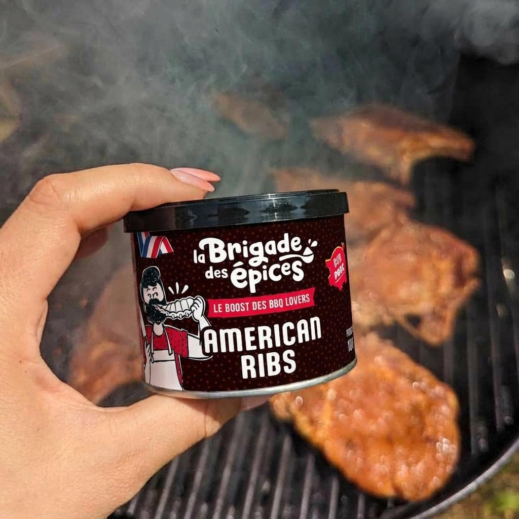 La Brigade des Épices - Coffret BBQ LOVER - Cadeau pour Hommes - 6 Marinades sèches et rubs pour Barbecue - Fabriquées en France & 100% Naturels