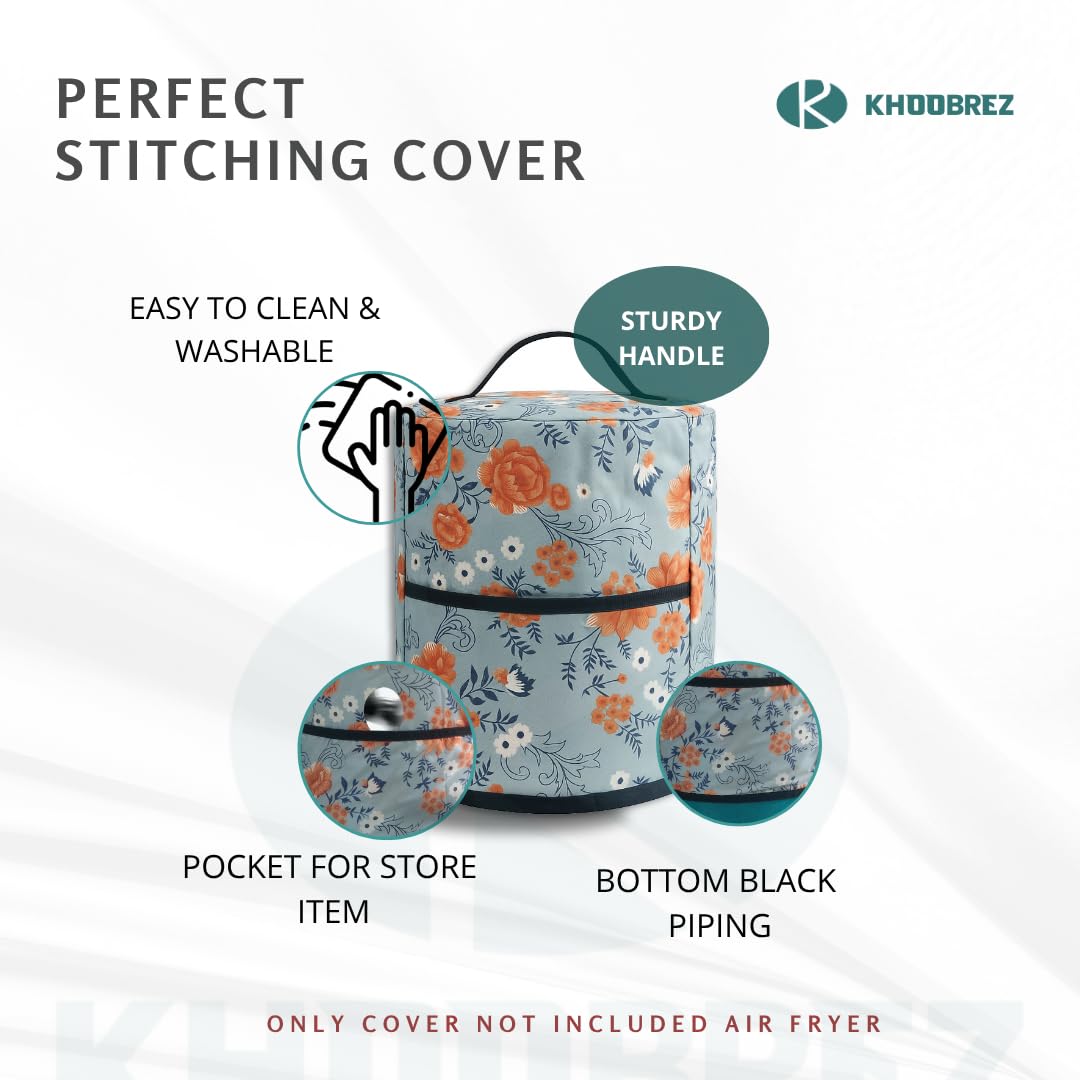 KHOOBREZ Air Fryer Cover for Philips 6.2L NA231/00 | Waterproof & Dustproof Polyester Protector with Handle & Front Pocket | Kitchen Appliance Cover | Grey — Amazon image 4
